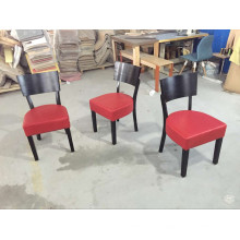 American Cafe Project Tomato Red Leather Cadeiras de madeira acolchoada